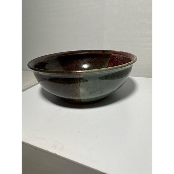 Handcrafted Ceramic Bowl With Multicolor Glaze Finish Signed 5.5" - Picture 3 of 8